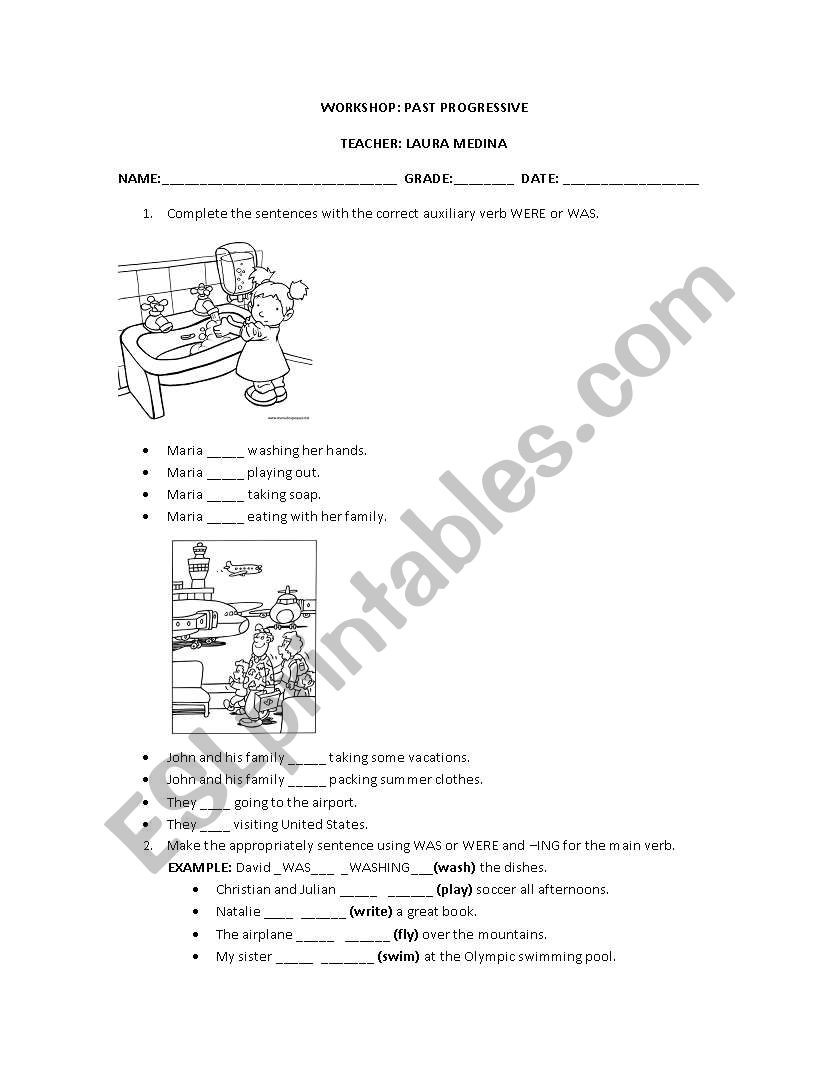 Past progressive worksheet