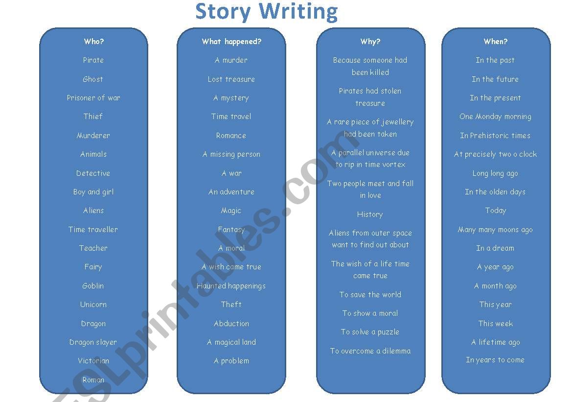writing story worksheet