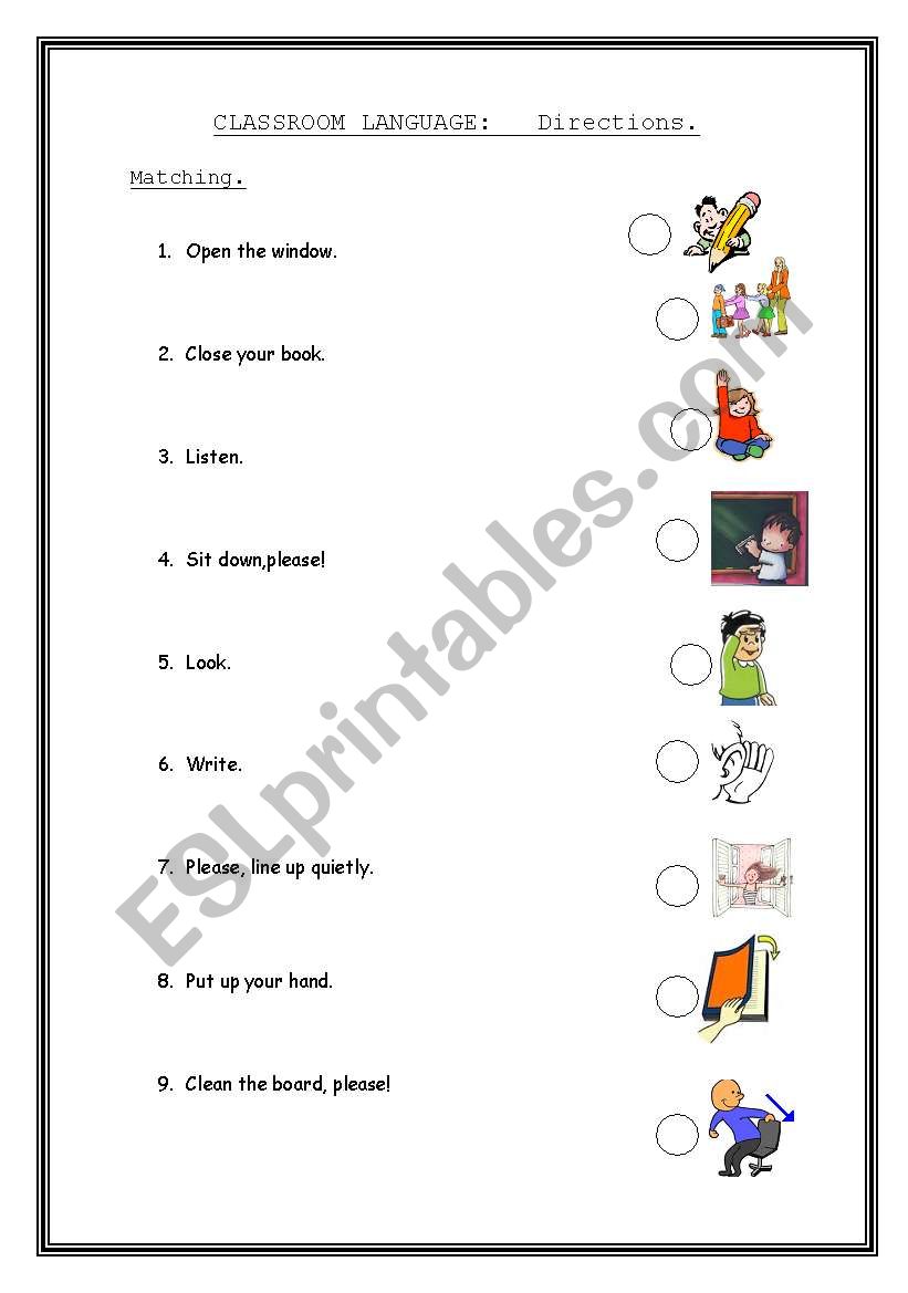 Directions worksheet