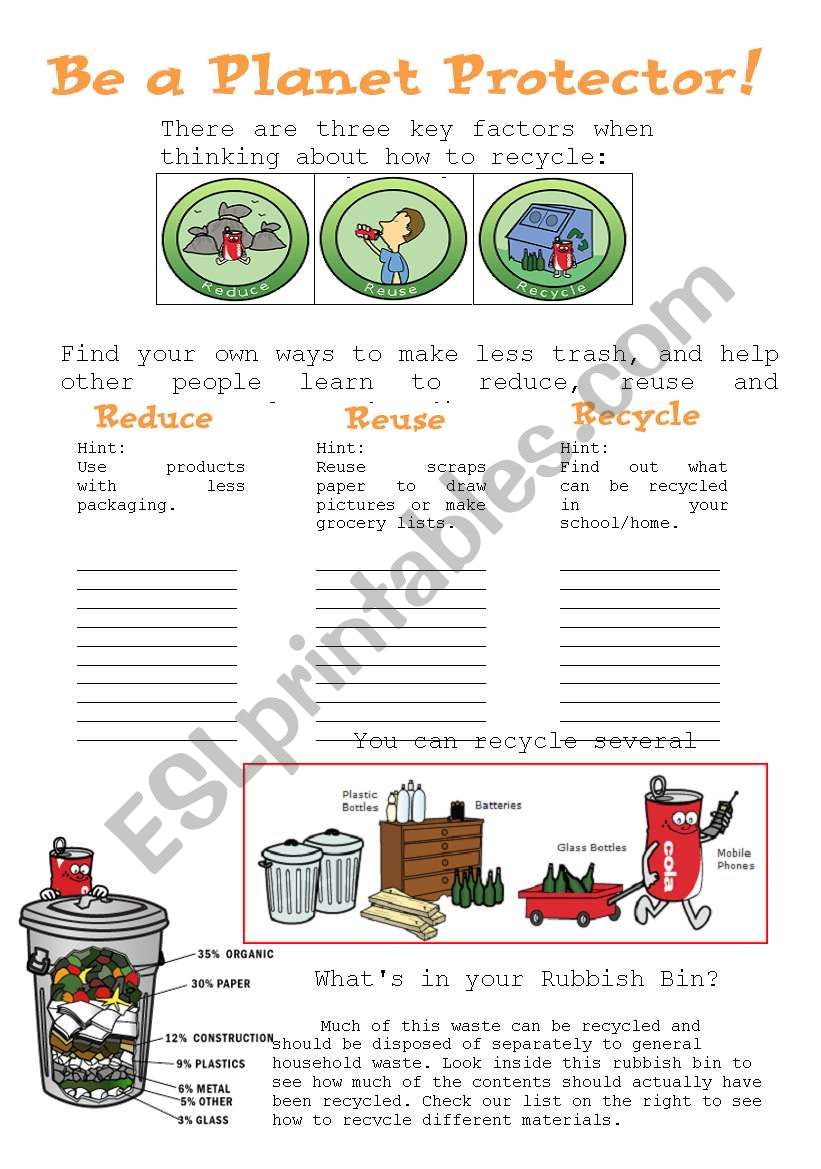 Be a planet protector! worksheet