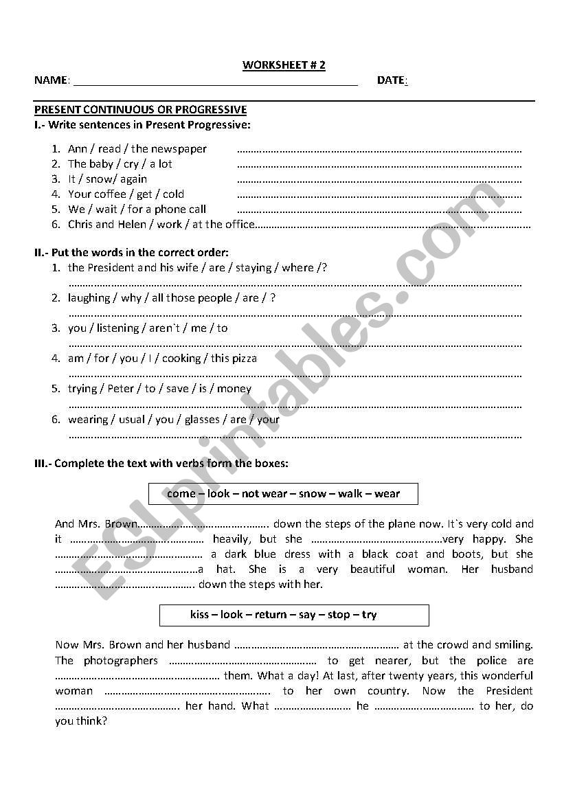 present tense worksheet