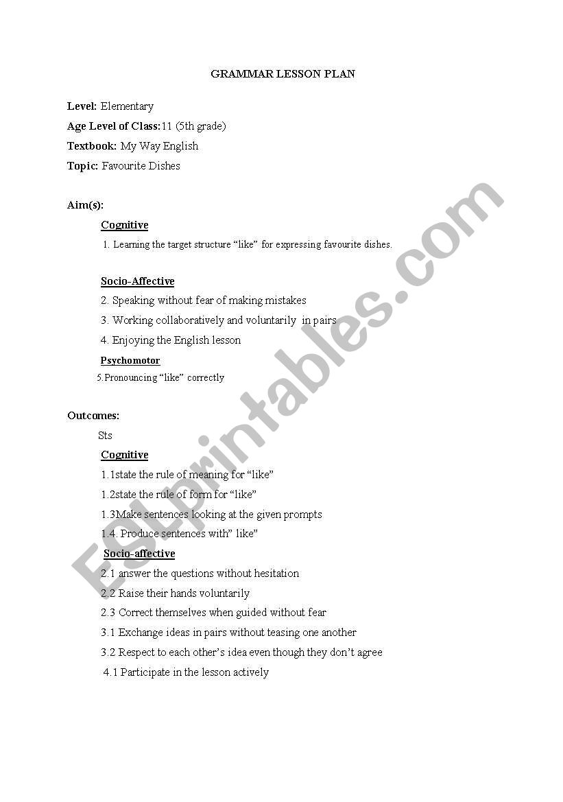 grammar lesson plan  worksheet