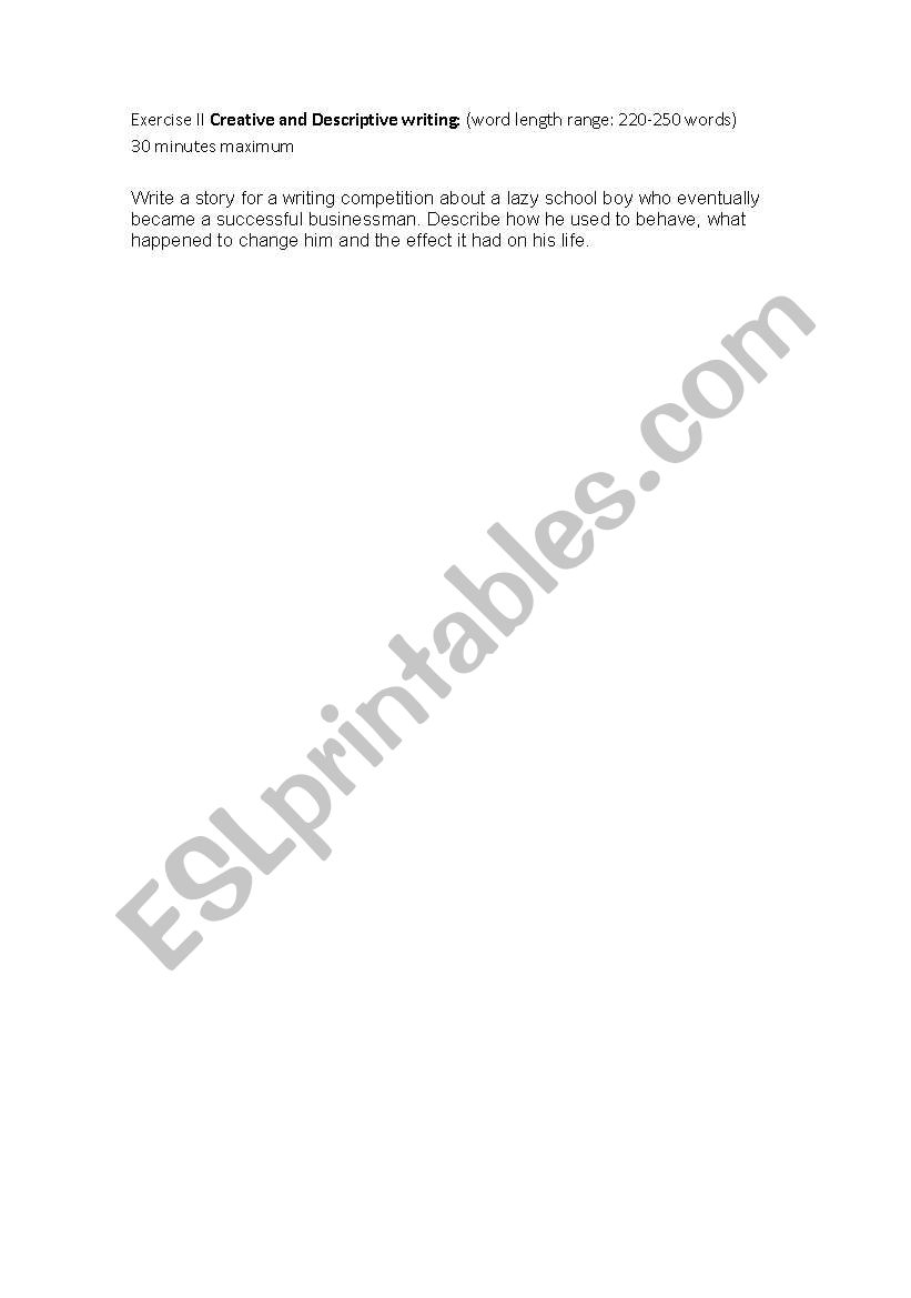 creative writing worksheet