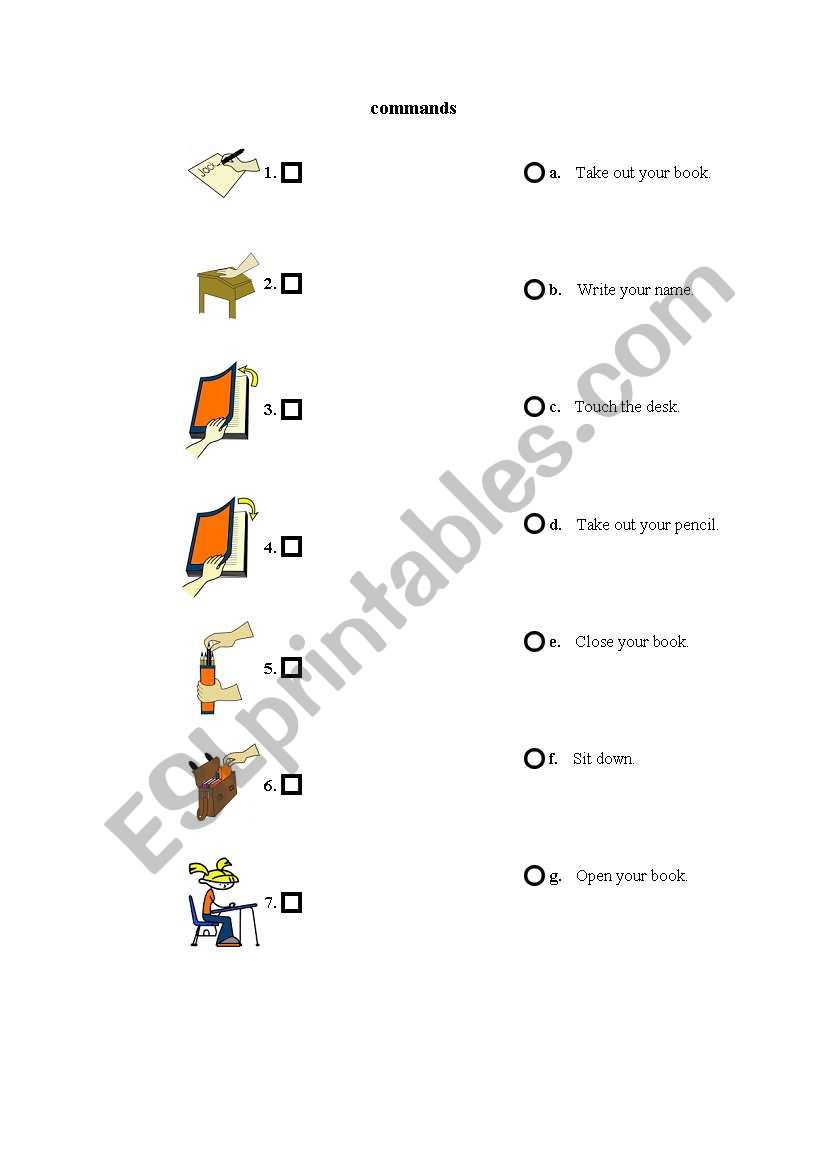 commands  worksheet