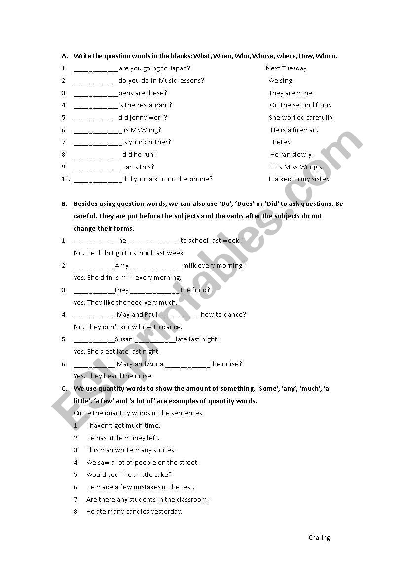Grammar exercise for grade 4 worksheet