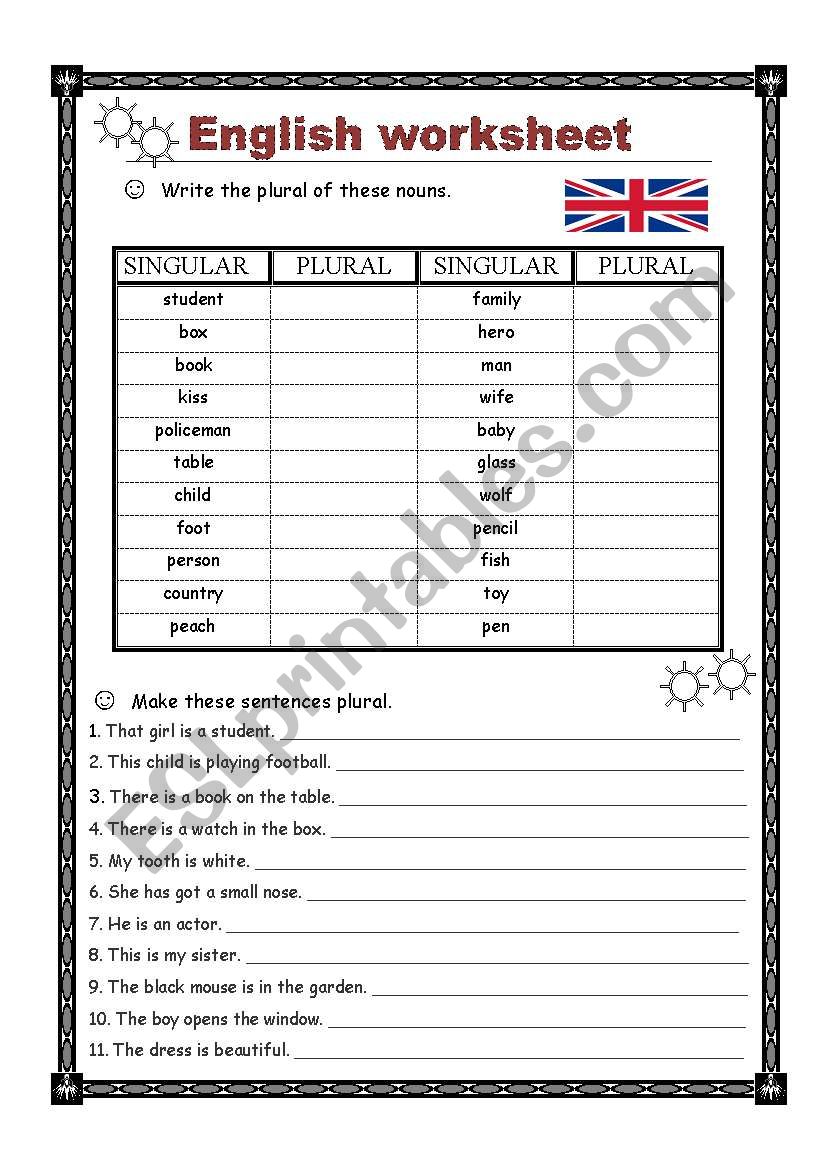 Plural of nouns worksheet