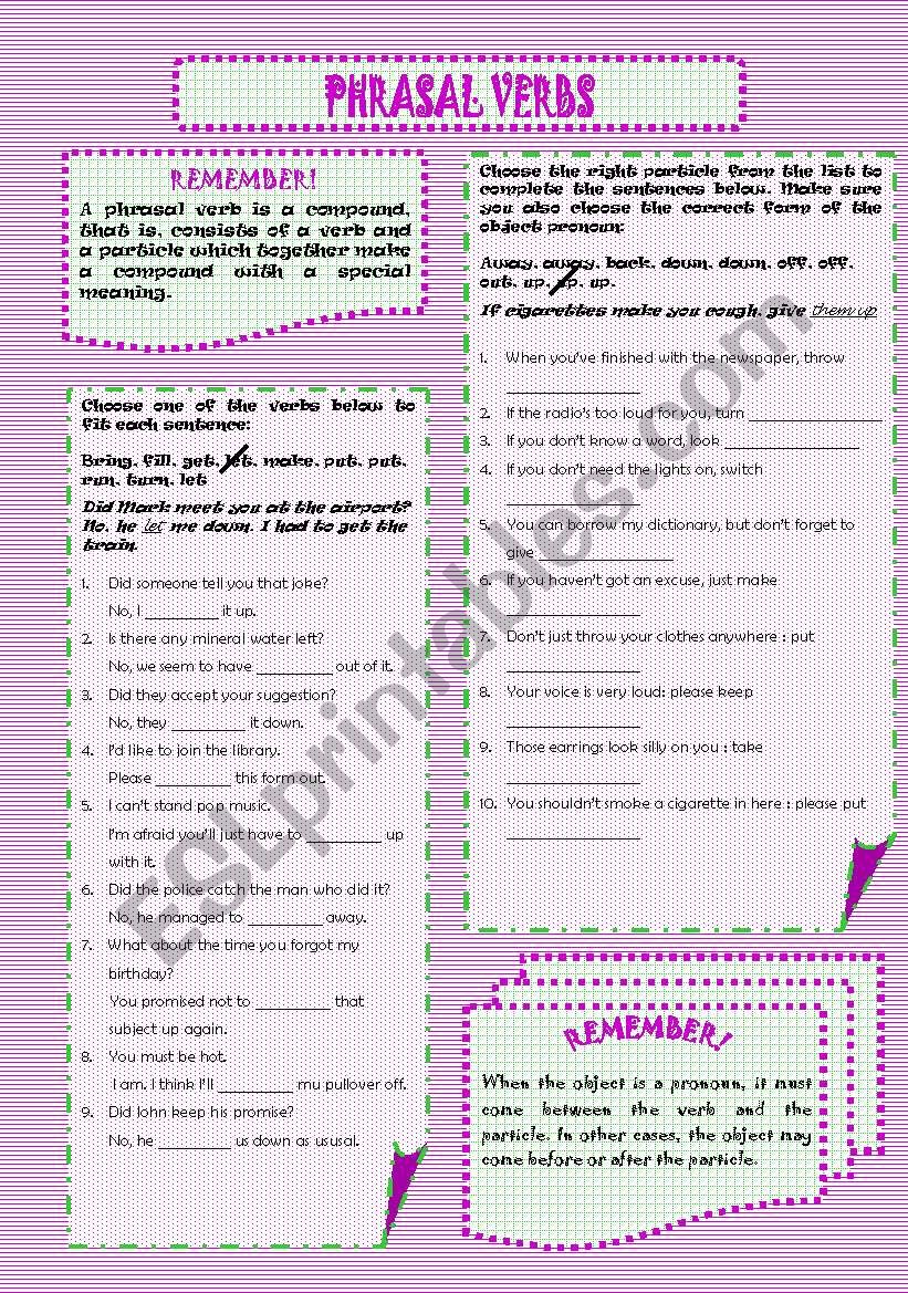 PHRASAL VERBS worksheet