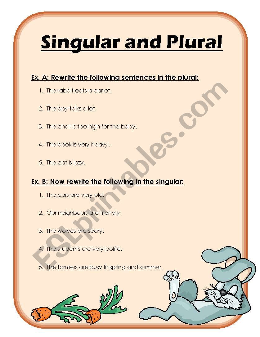 Singular and Plural Worksheet worksheet
