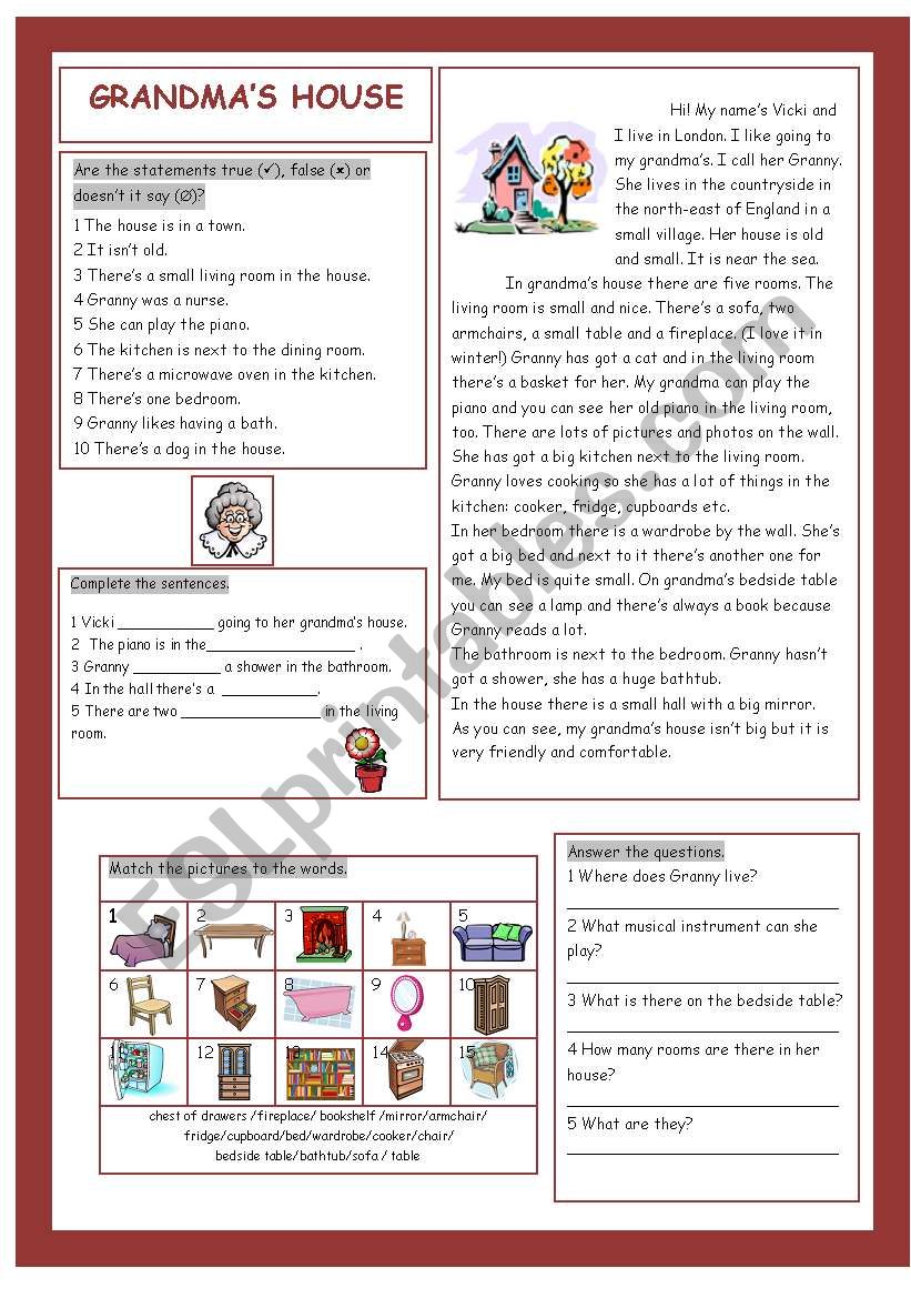 Grandma´s House ESL worksheet by