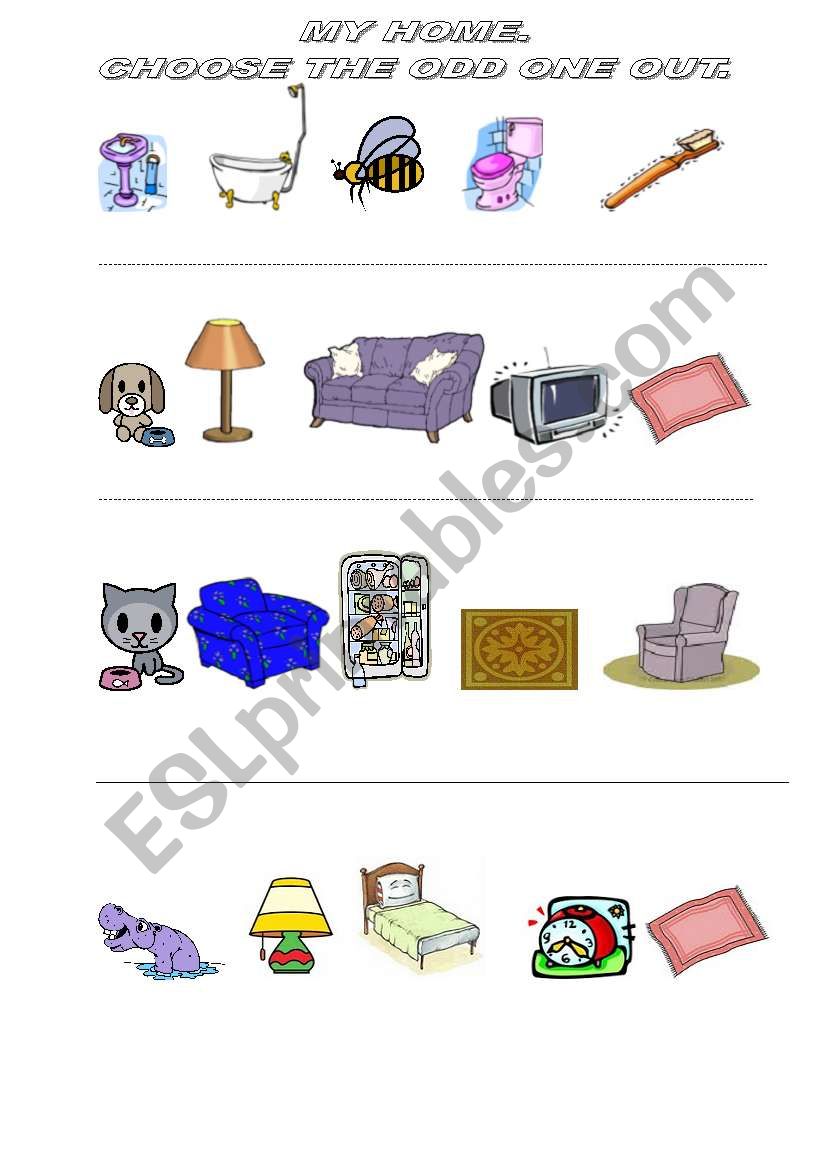 Odd one out. Home worksheet