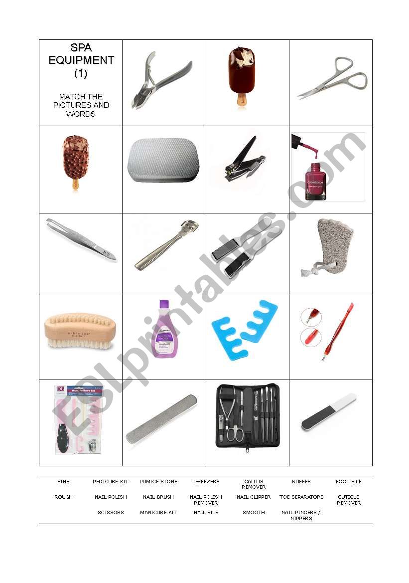 Spa Vocab Matching 1 of 2 worksheet