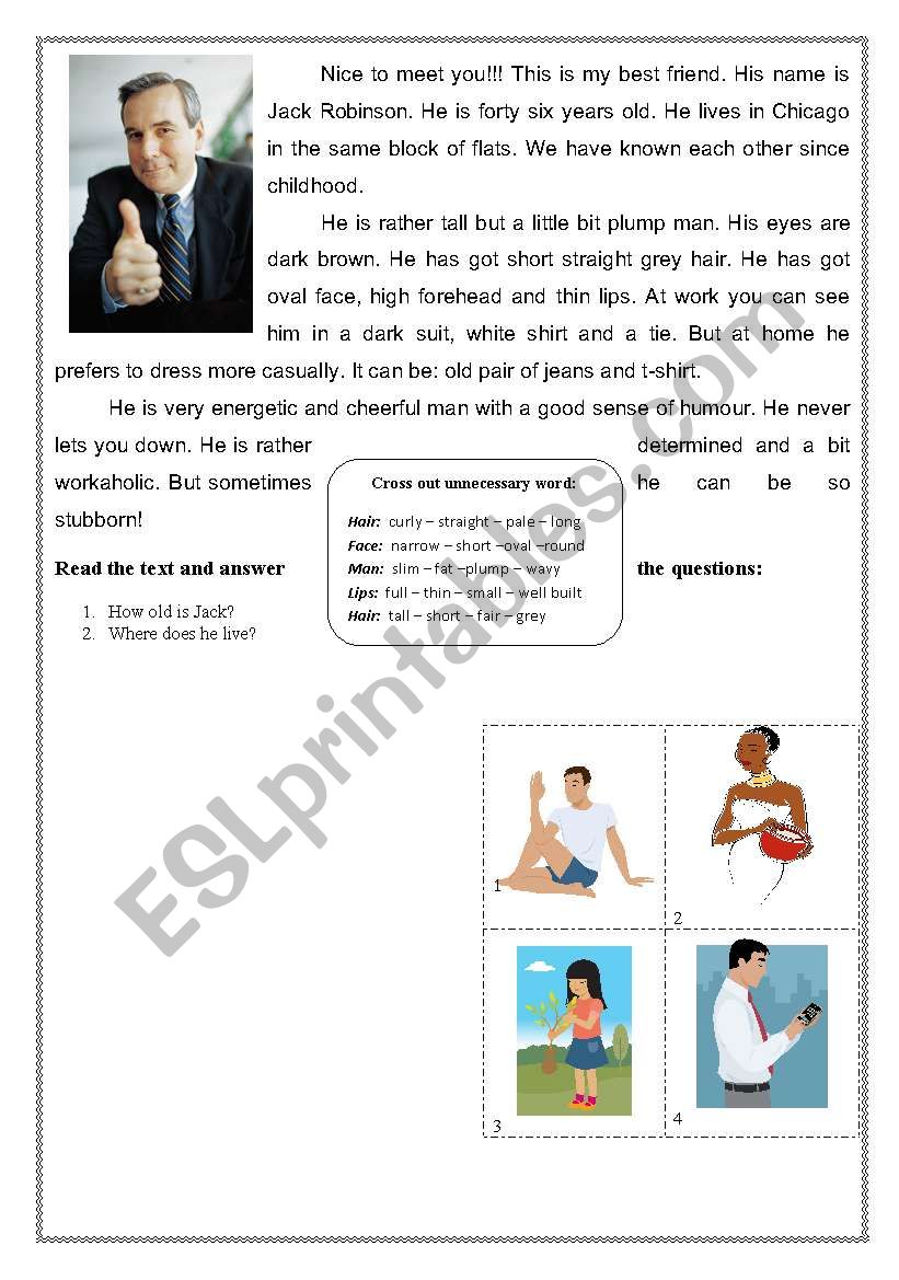 describing people worksheet