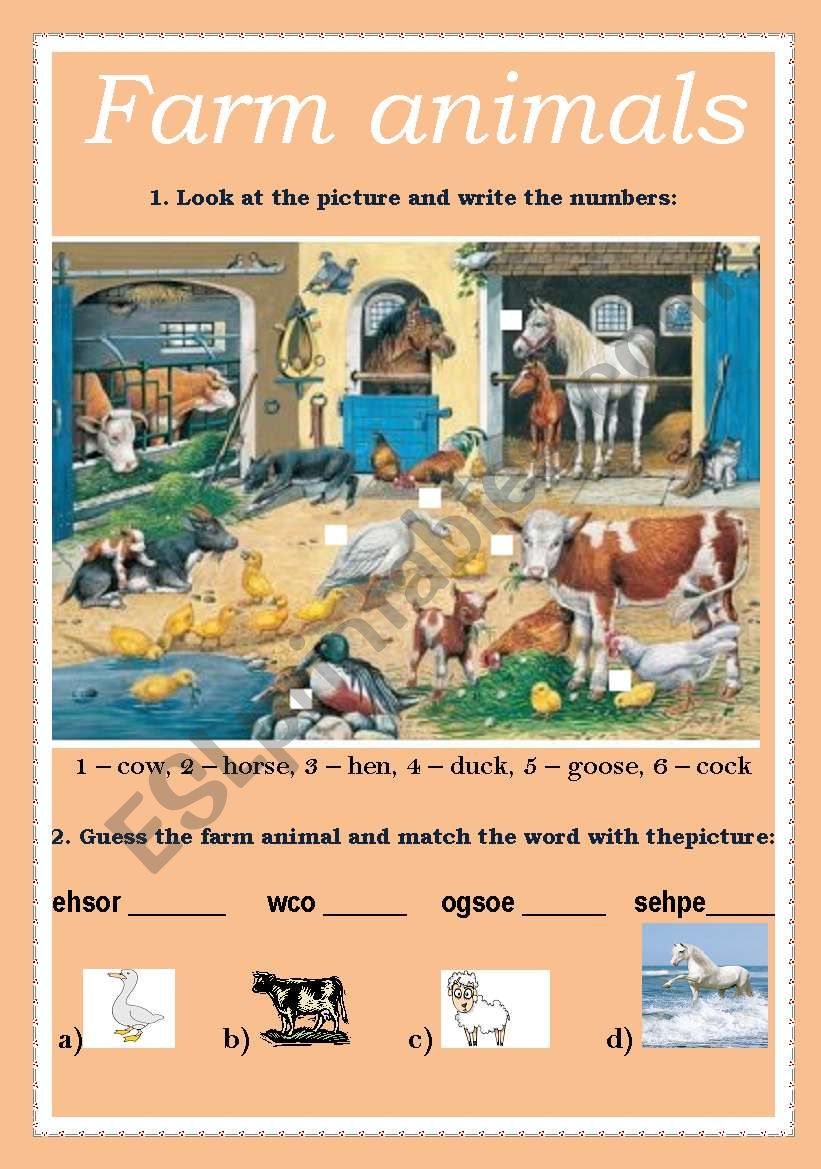 Farm animals worksheet