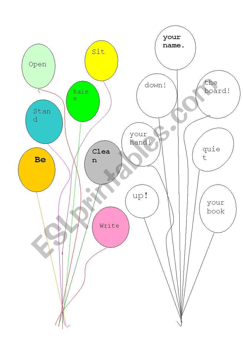 classroom words matching worksheet