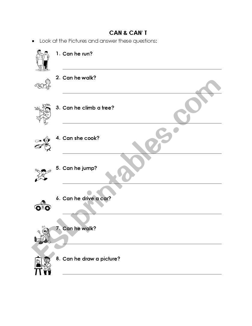 Can - Cant worksheet