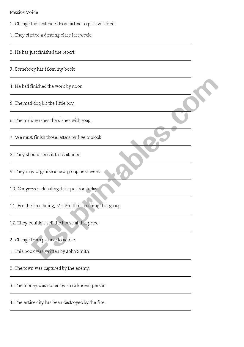 Passive voice worksheet