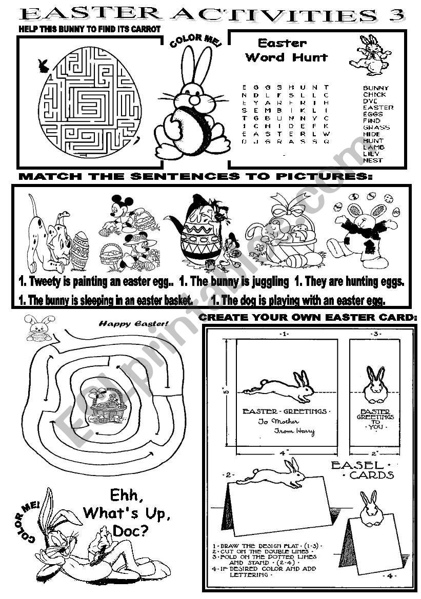 EASTER ACTIVITIES 3 worksheet