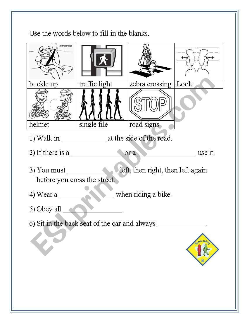 road safety worksheet