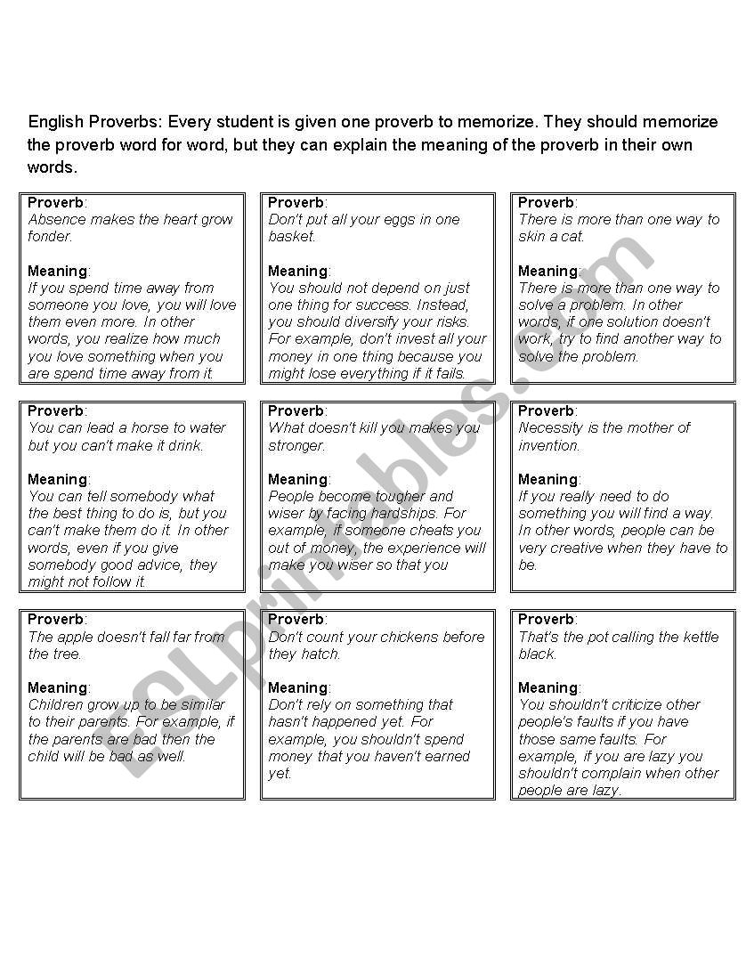 EnglishProverbs worksheet