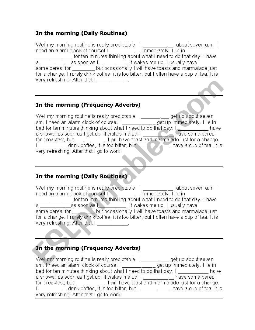 Daily routines and adverbs of frequency