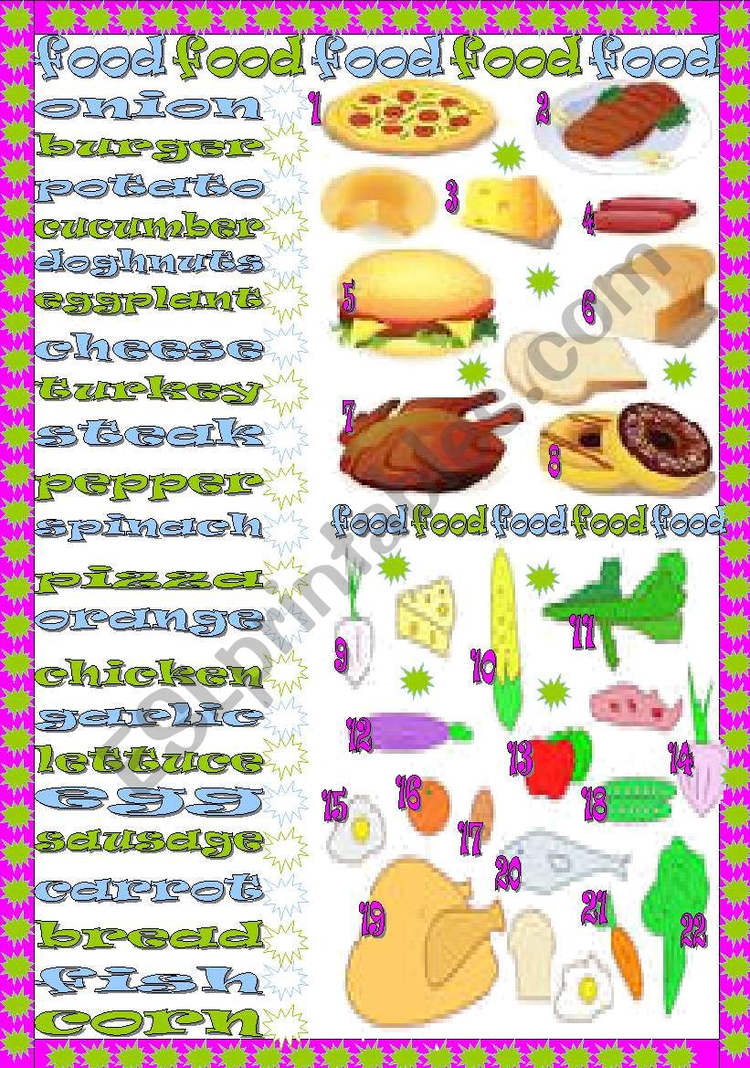 food food worksheet