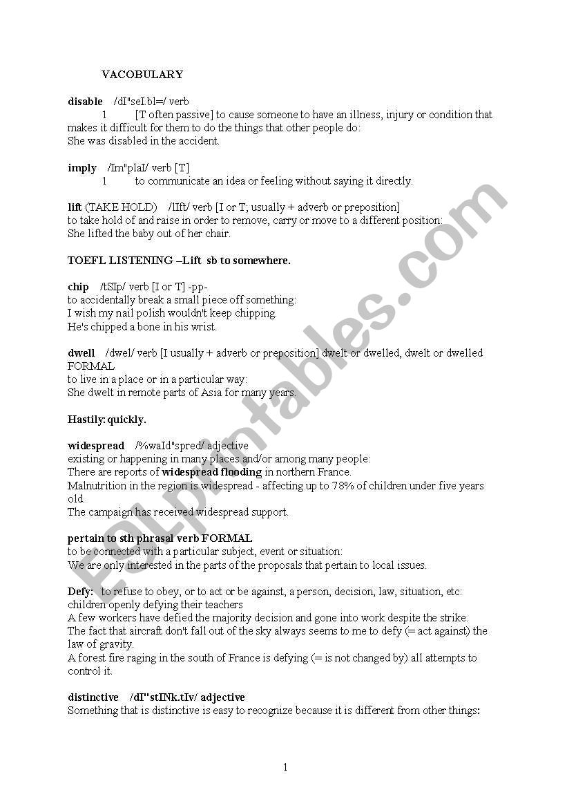 toefl vocab worksheet