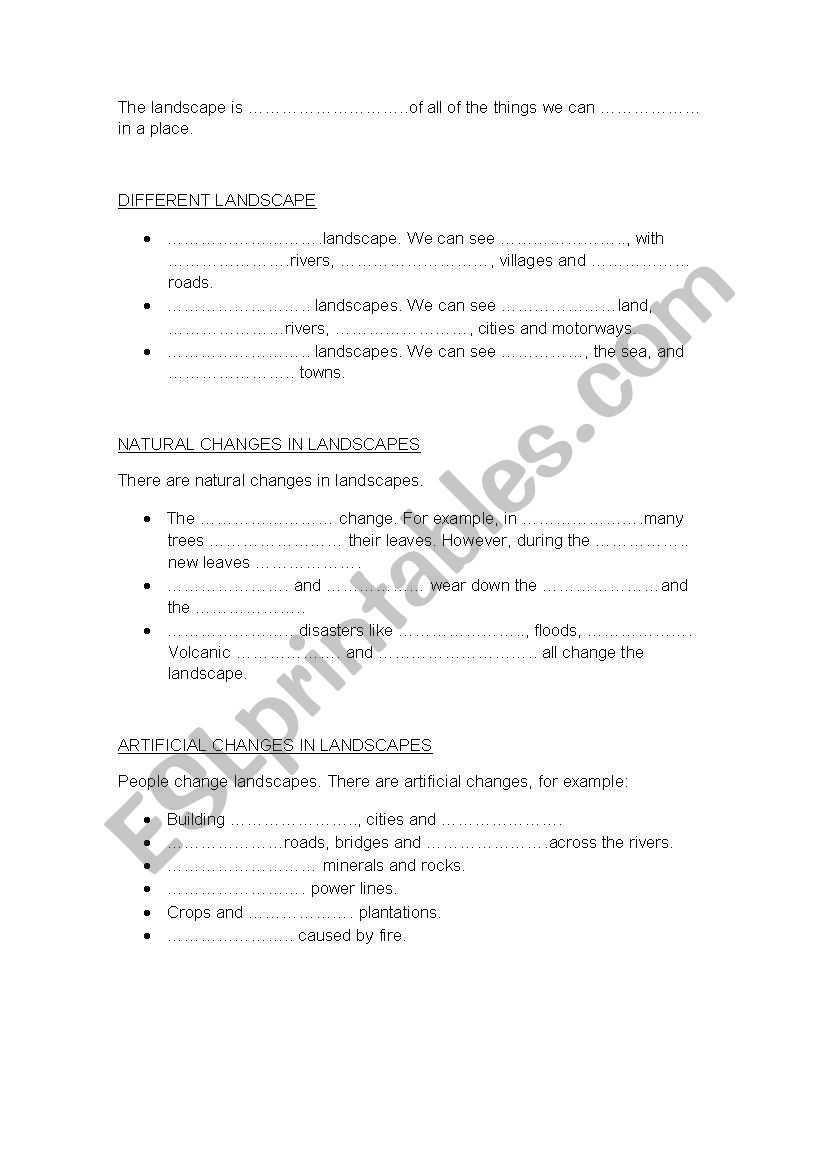 The landscape worksheet