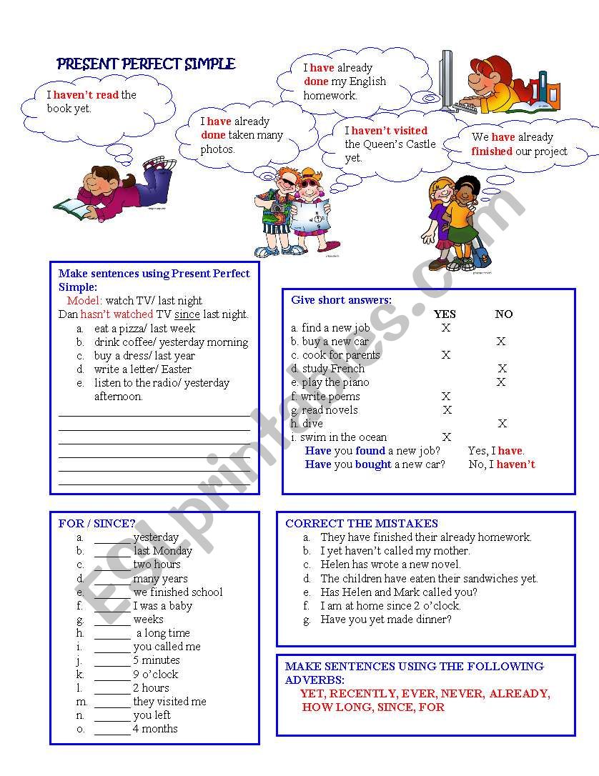 Present Perfect Simple worksheet