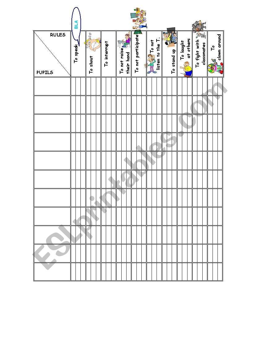 Rules chart worksheet