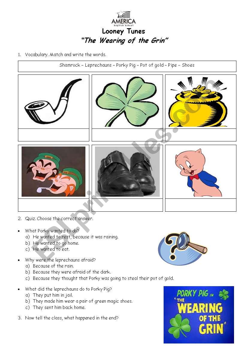 St. Patrick - The Wearing of the Grin - Porky Pig Cartoon Activity