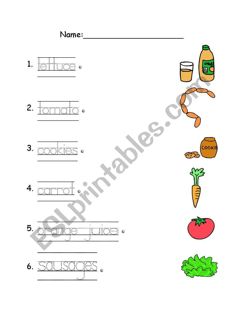 Food worksheet