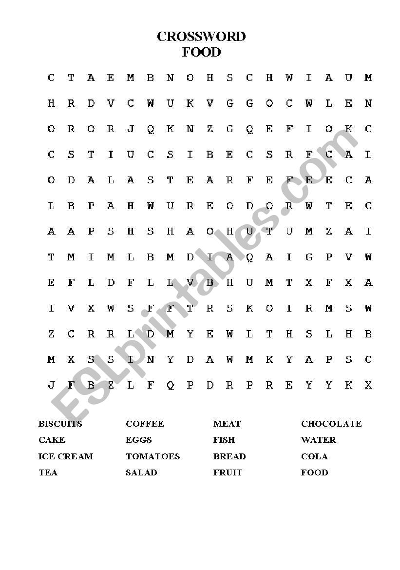 CROSSWORD (Food) - part3 worksheet