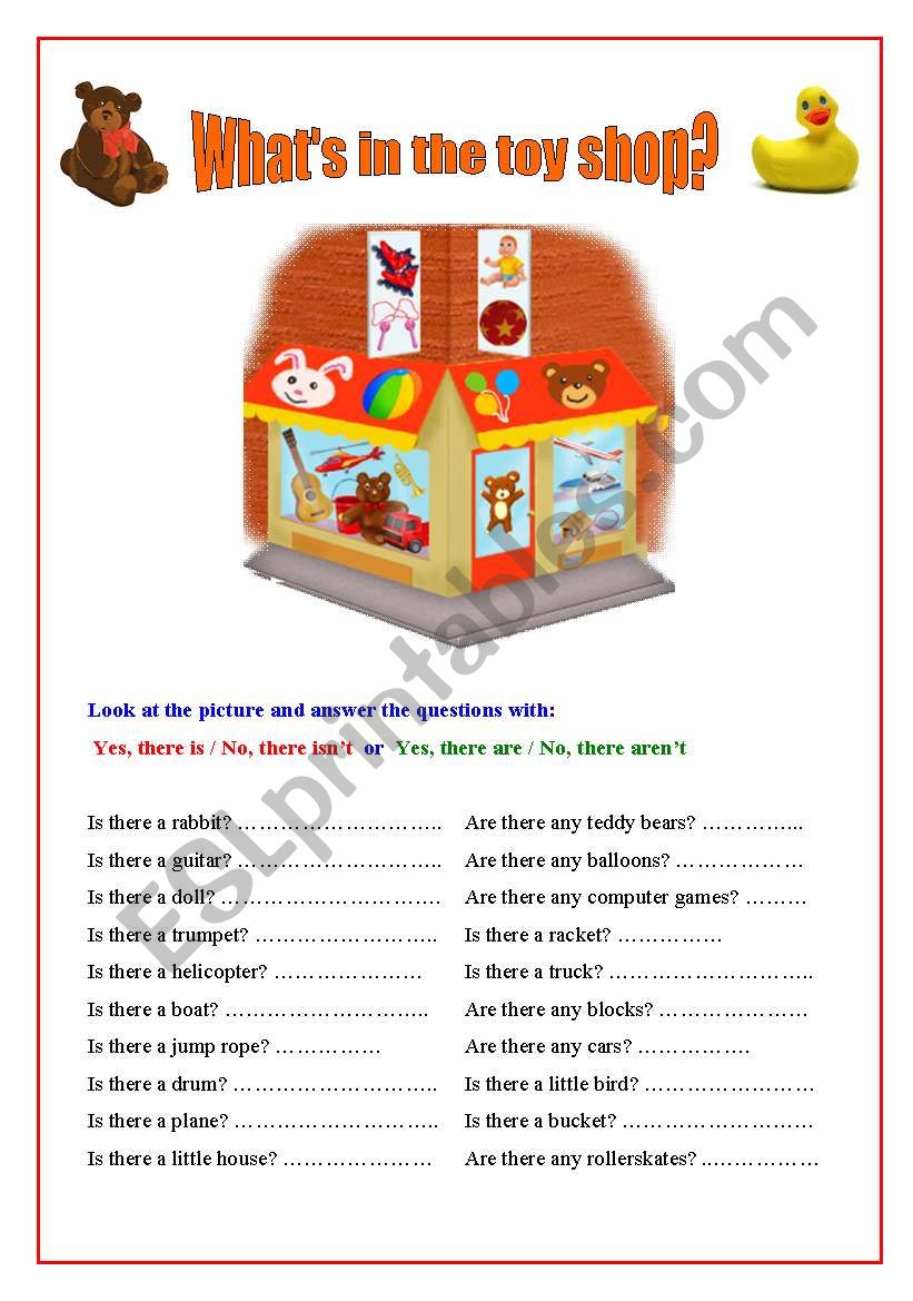 Whats in the toy shop? worksheet