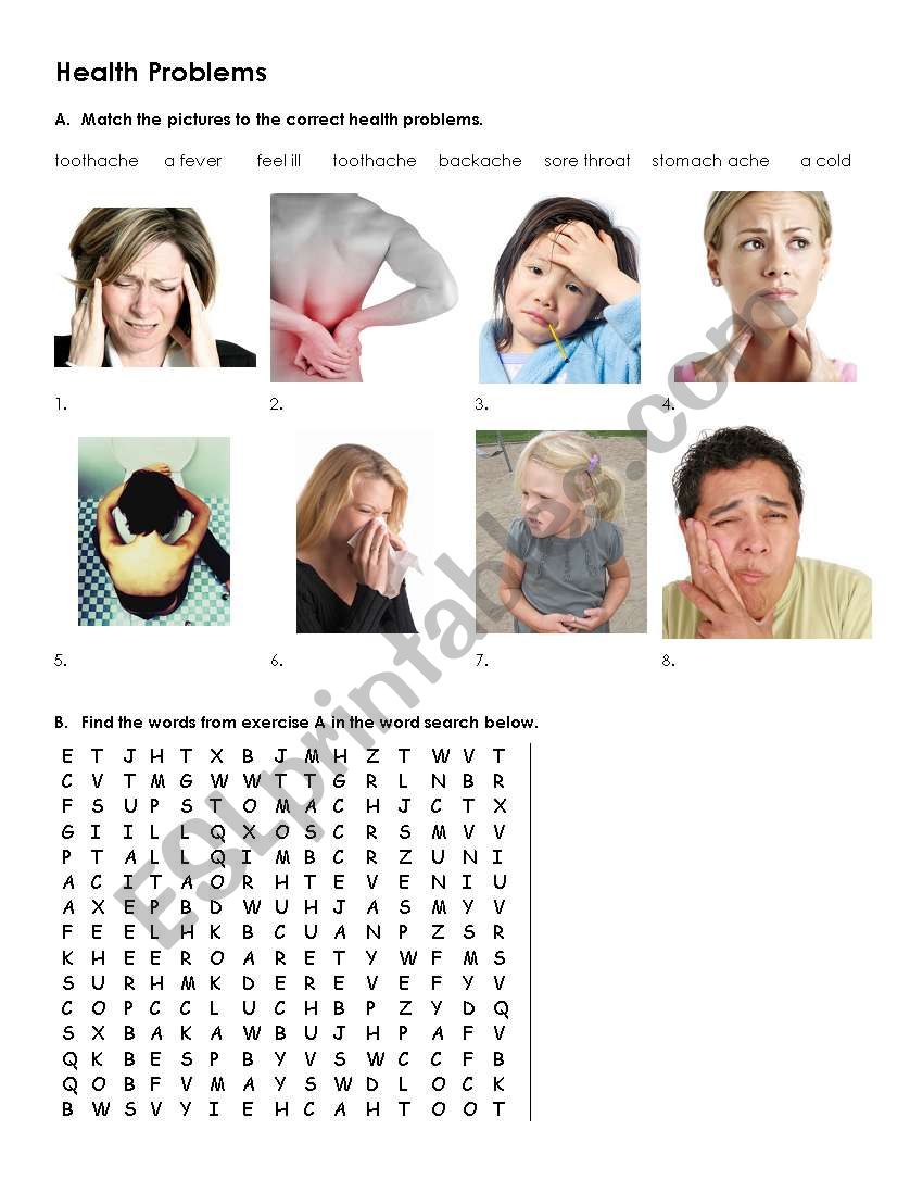 Health problems worksheet