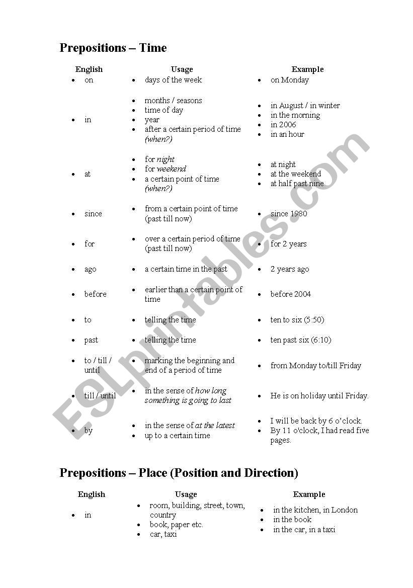 Prepositions! worksheet