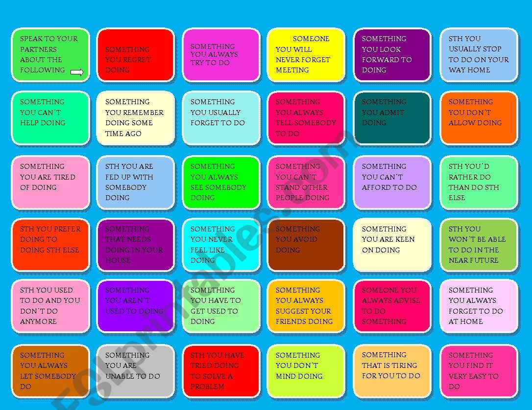 Infinitives and -ing forms worksheet