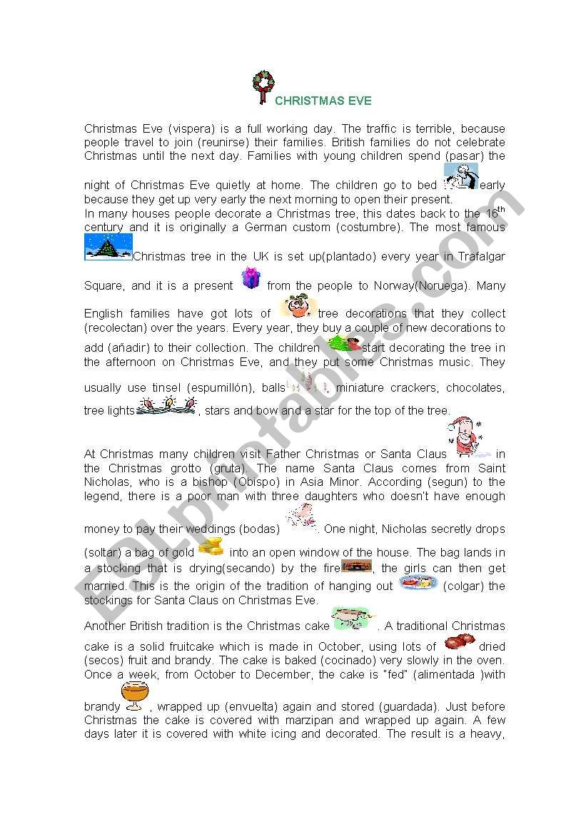 christmas eve worksheet