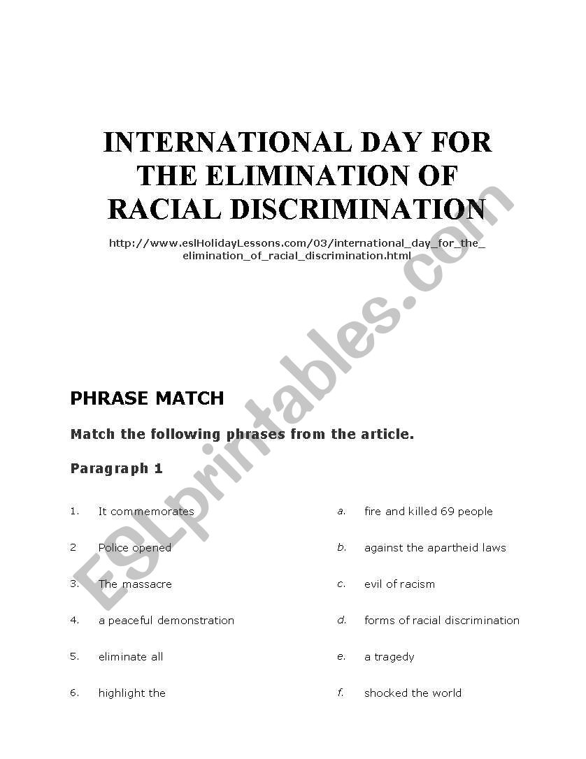 Discrimination worksheet