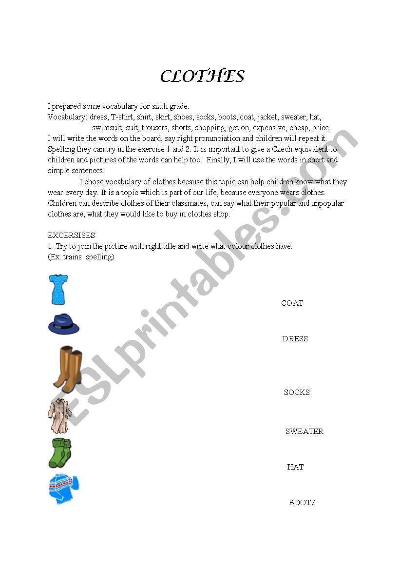 Clothes worksheet