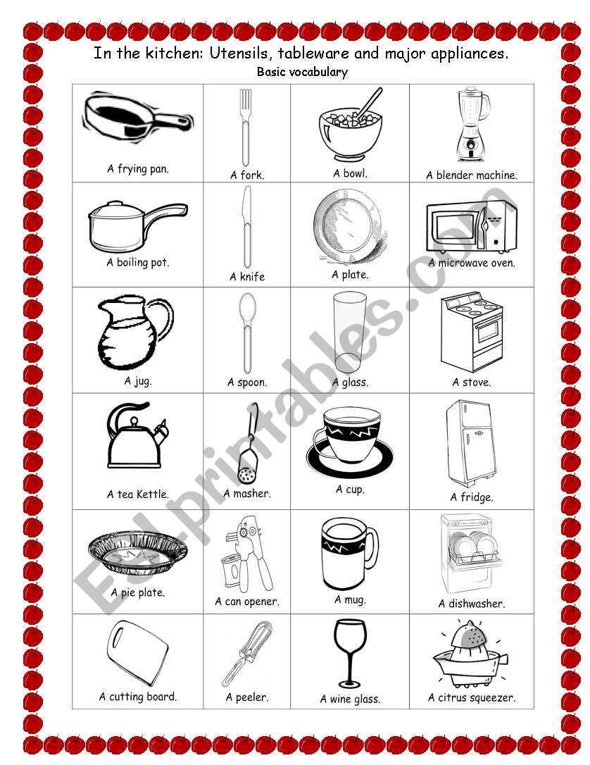 In the kitchen worksheet