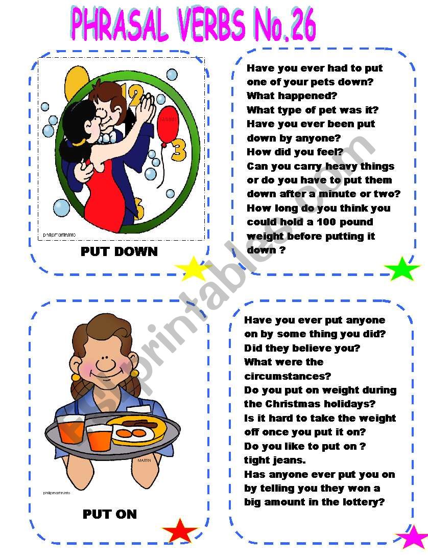 PHRASAL VERBS WITH PUT DOWN AND PUT ON