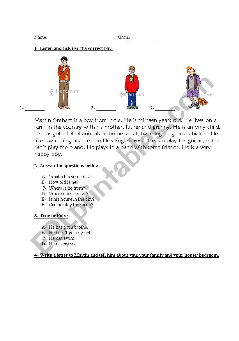 Reading comp. exercises worksheet