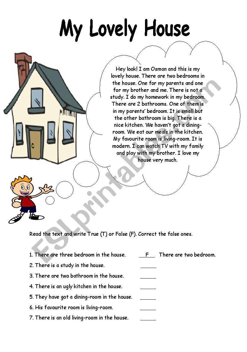 Parts of the House worksheet