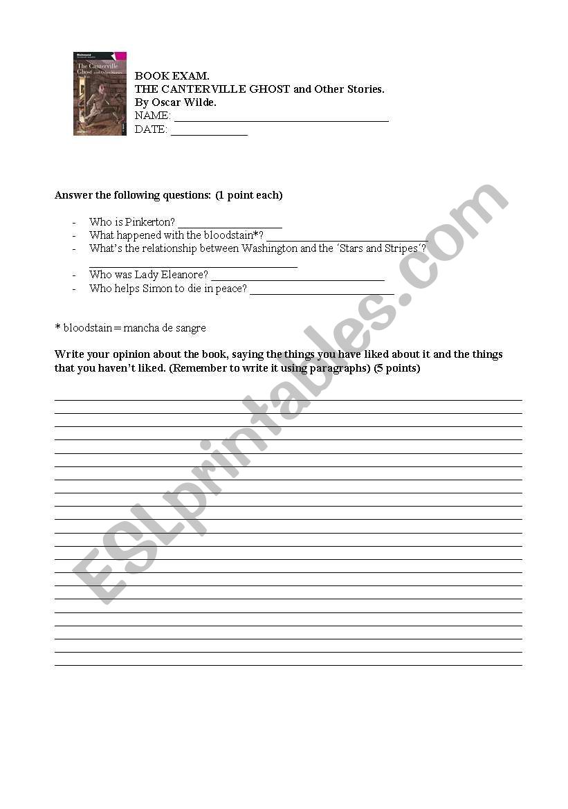 The Canterville Ghost EXAM  worksheet