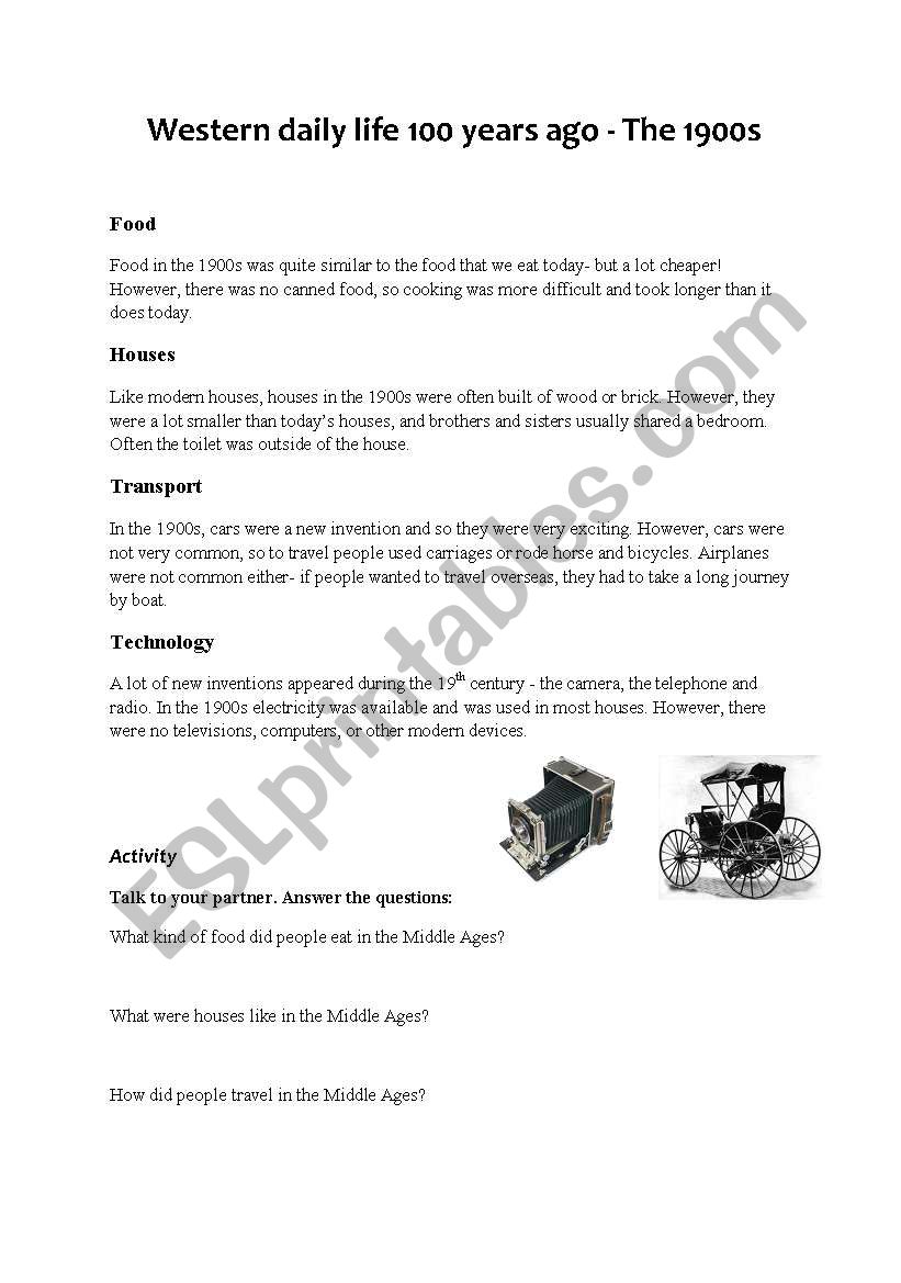 Changes of daily life since the 1900s