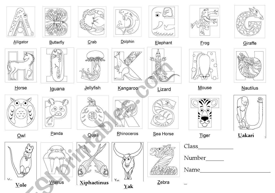 Animal Alphabet worksheet