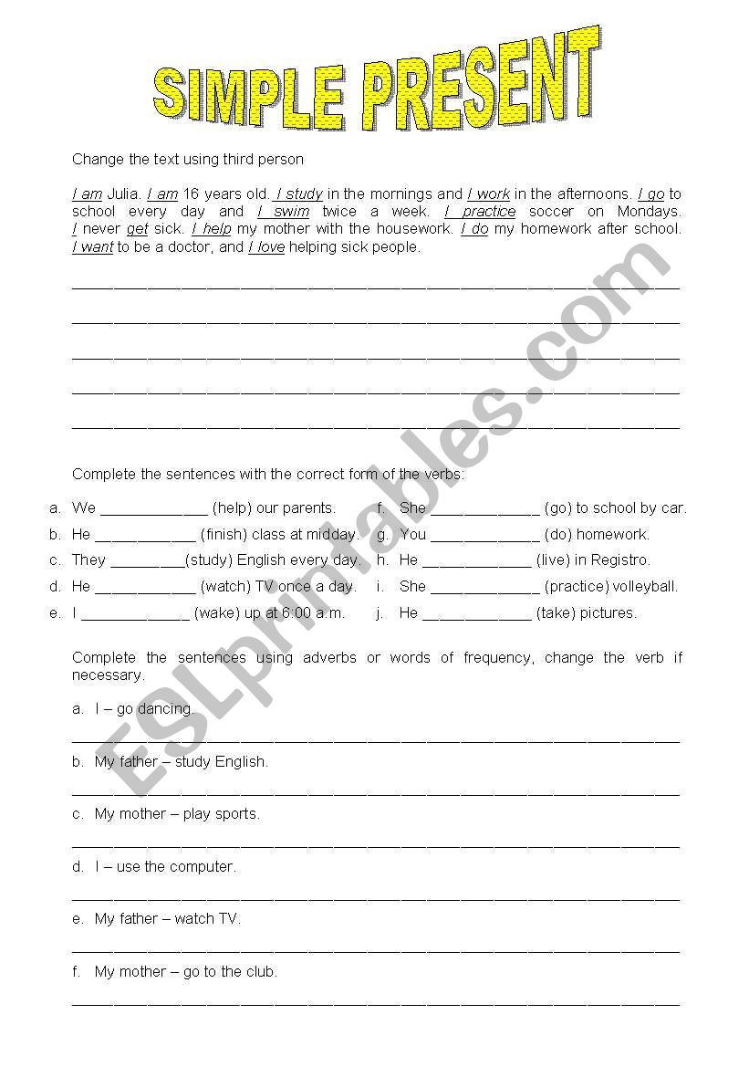 Present Simple Activities worksheet