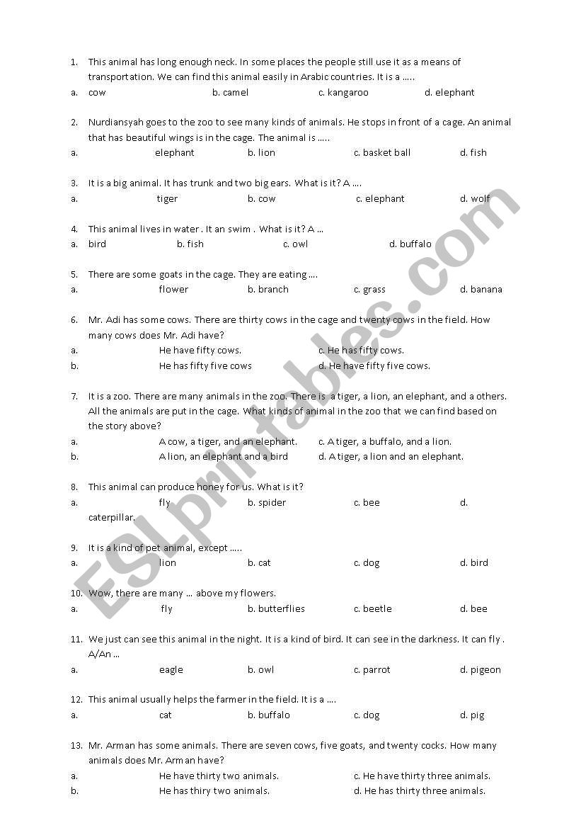 exercise worksheet