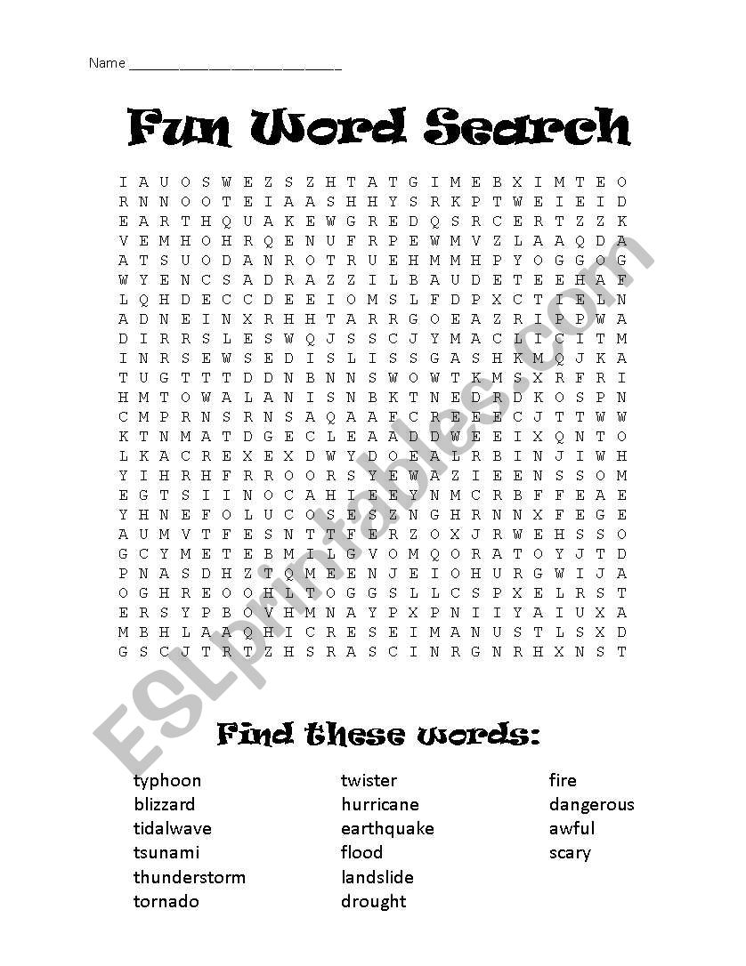Weather/Natural Disaster Word Search