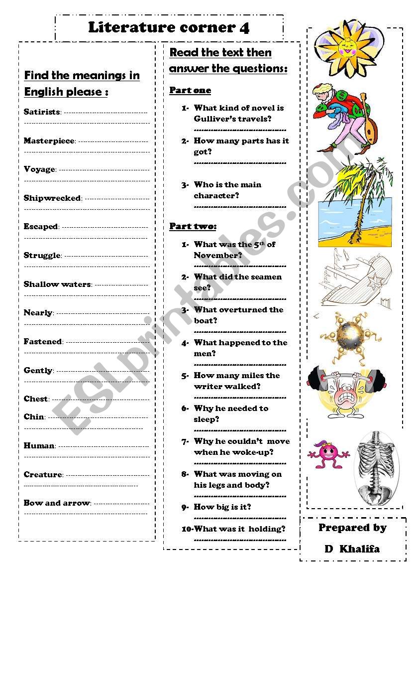 Literature corner  worksheet